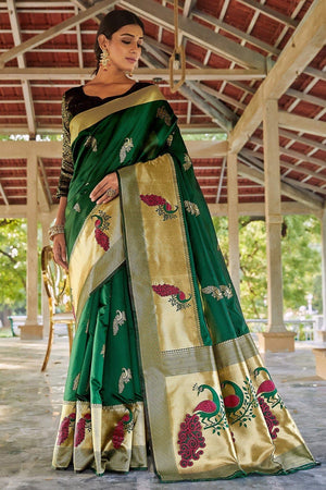 Dark Green Designer Saree