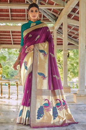 Dark Violet Designer Saree