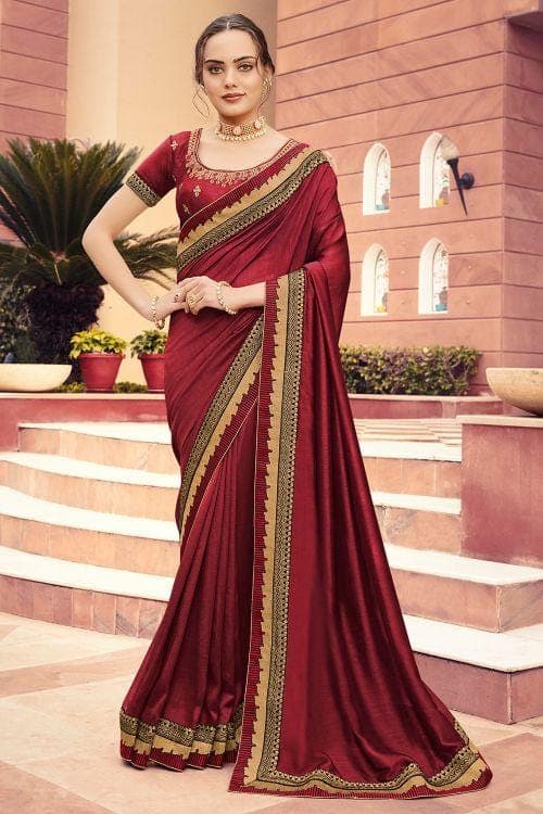 Maroon Cotton Handloom Saree with Contrast Blouse - SGM18105