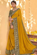yellow designer saree