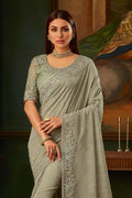 Buy Sage green woven south silk saree online at best price - Karagiri