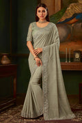 Buy Sage green woven south silk saree online at best price - Karagiri