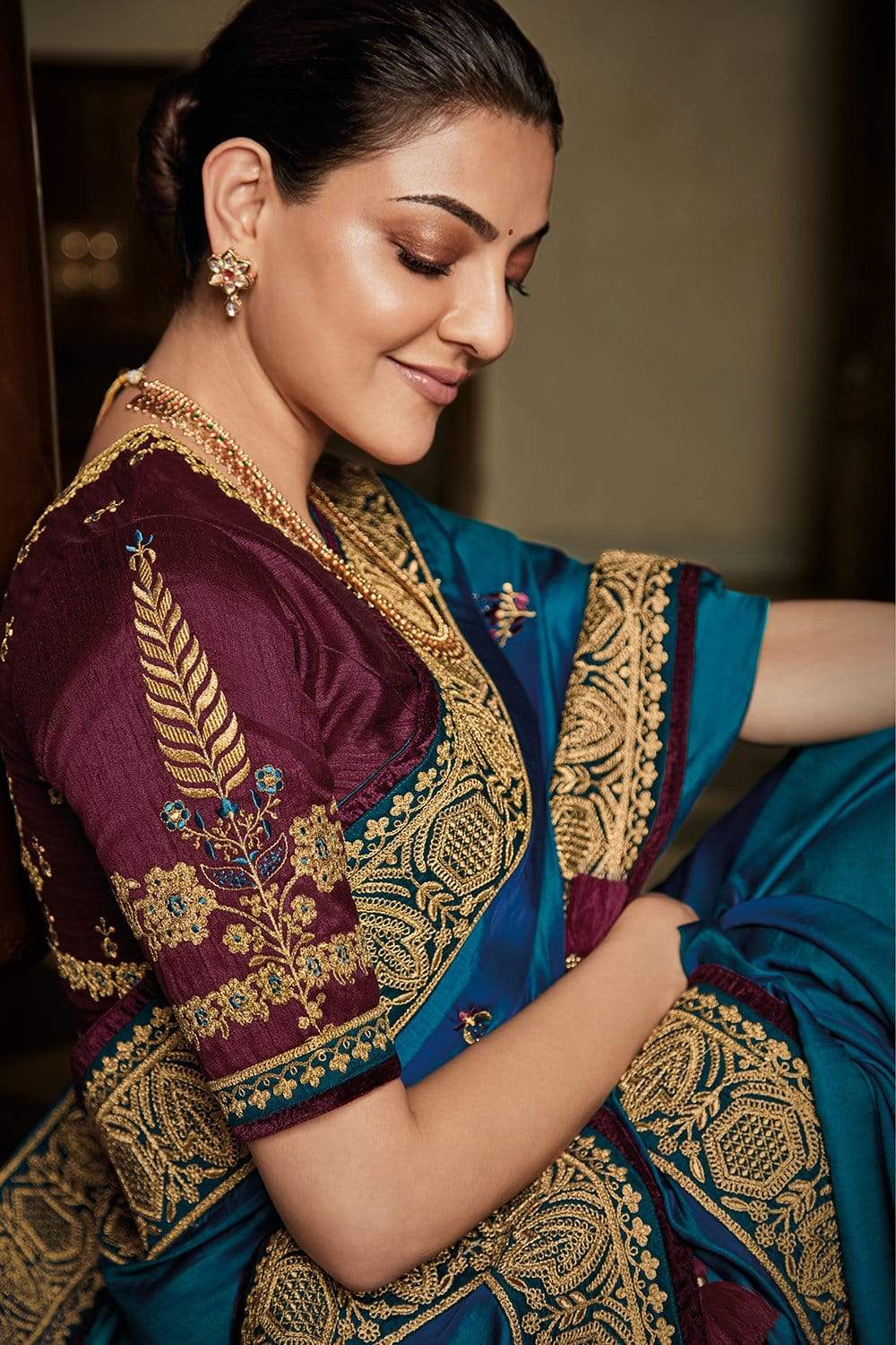 Buy Punit Balana Blue Silk Organza Embroidered Saree With Blouse Online |  Aza Fashions