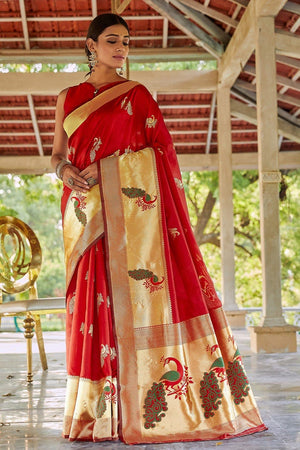 Scarlet Red Designer Saree