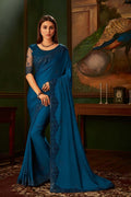 South Silk Saree Teal Blue Woven South Silk Saree saree online