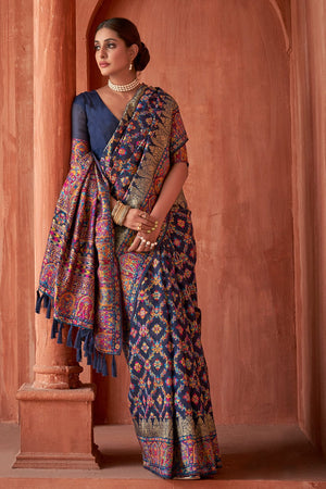 Admiral Blue Digital Print Saree