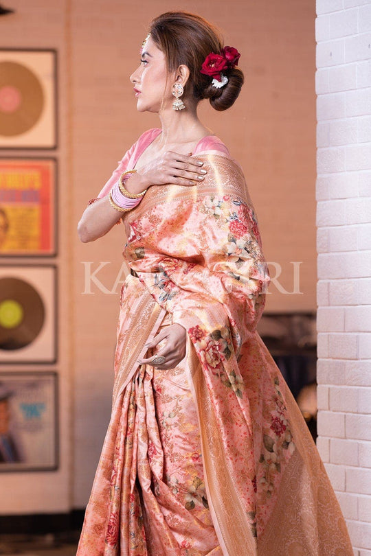 Digital Print Saree Apricot Orange Digital Print Saree saree online