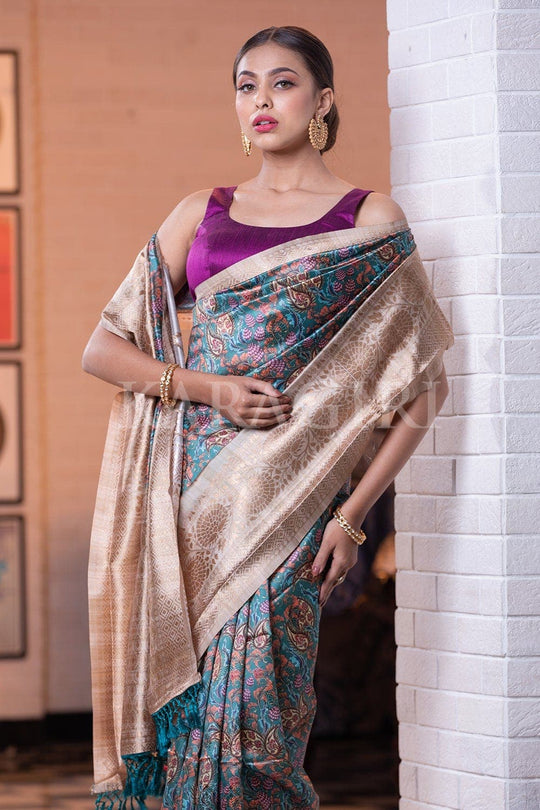 Digital Print Saree Aqua Blue Digital Print Saree saree online