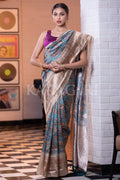 Digital Print Saree Aqua Blue Digital Print Saree saree online