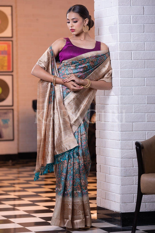 Digital Print Saree Aqua Blue Digital Print Saree saree online