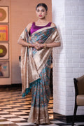 Digital Print Saree Aqua Blue Digital Print Saree saree online
