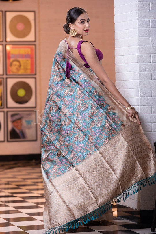 Digital Print Saree Aqua Blue Digital Print Saree saree online