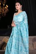 Digital Print Saree Aqua Blue Digital Printed Saree saree online