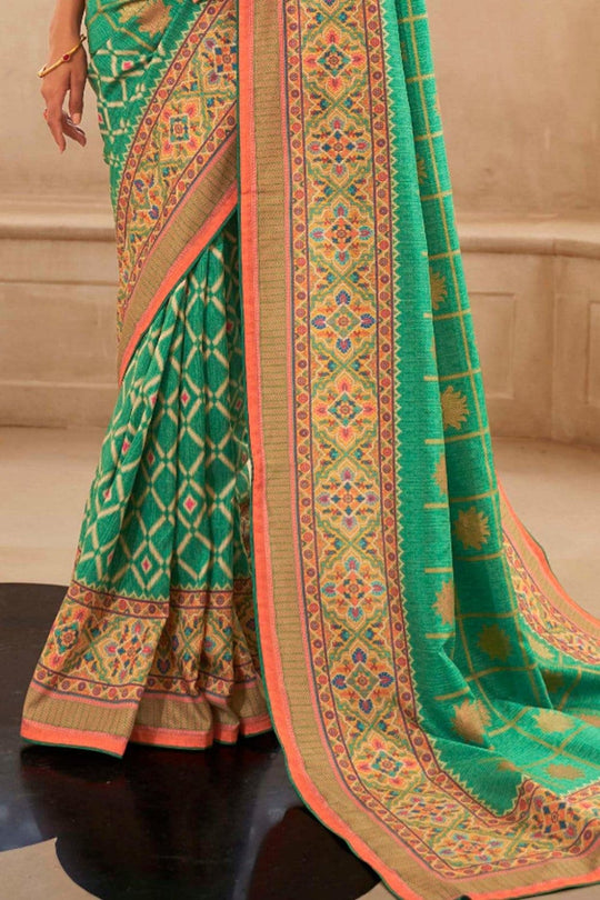 Digital Print Saree Aqua Green Digital Printed Saree saree online