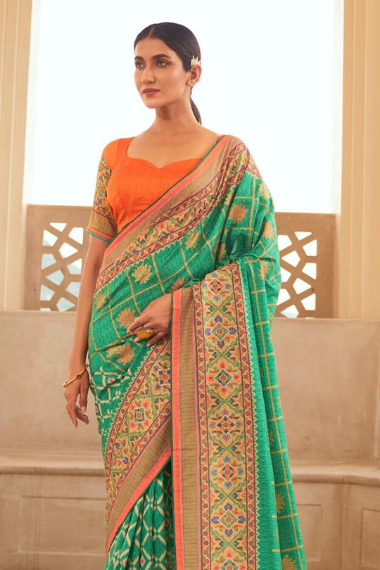 Digital Print Saree Aqua Green Digital Printed Saree saree online
