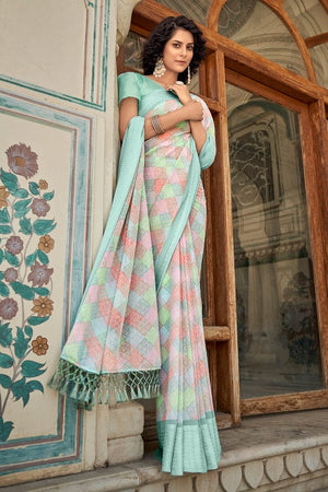 Arctic Blue Diigital Print Saree