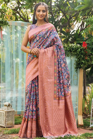 Azure Blue Digital Print Saree