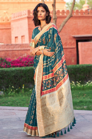 Azure Blue Digital Print Saree