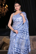 Digital Print Saree Azure Blue Digital Printed Saree saree online