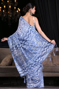 Digital Print Saree Azure Blue Digital Printed Saree saree online