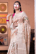 Digital Print Saree Beige Digital Print Saree saree online