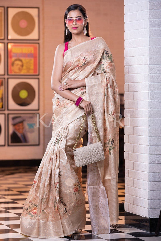 Digital Print Saree Beige Digital Print Saree saree online