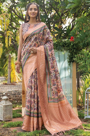 Beige Digital Print Saree