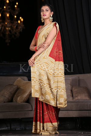 Berry Red Digital Print Saree