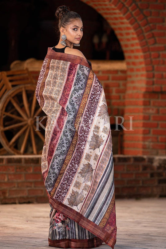 Digital Print Saree Black White Digital Printed Saree saree online