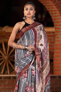 Digital Print Saree Black White Digital Printed Saree saree online