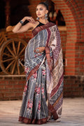 Digital Print Saree Black White Digital Printed Saree saree online