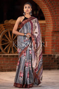 Digital Print Saree Black White Digital Printed Saree saree online