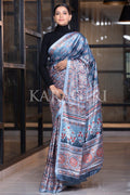 Digital Print Saree Blue Ajrakh Saree saree online