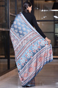 Digital Print Saree Blue Ajrakh Saree saree online