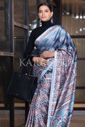 Digital Print Saree Blue Ajrakh Saree saree online