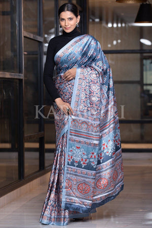 Blue Ajrakh Saree