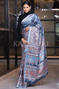 Digital Print Saree Blue Ajrakh Saree saree online