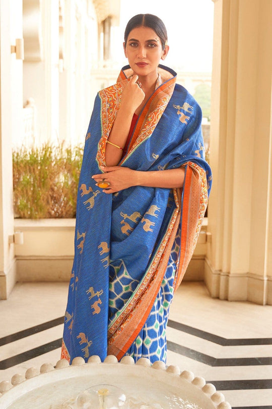 Digital Print Saree Blue Digital Printed Saree saree online