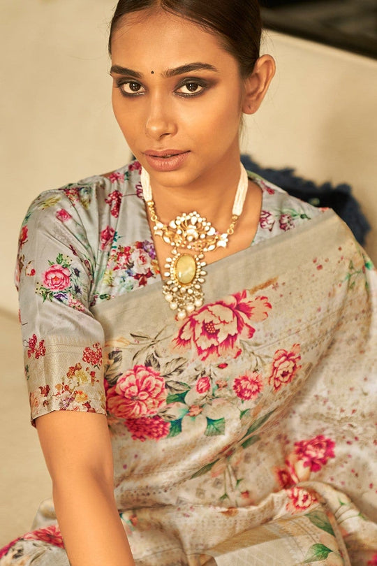 Digital Print Saree Bright Cream Digital Print Saree saree online