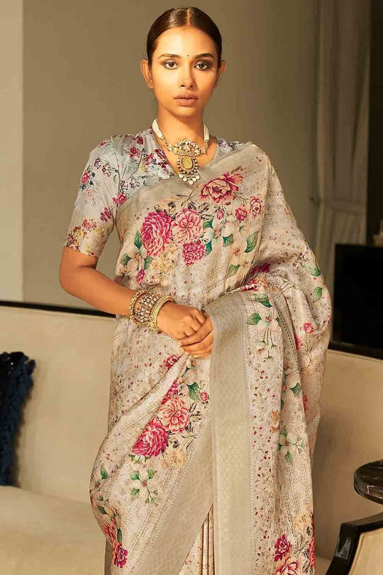 Digital Print Saree Bright Cream Digital Print Saree saree online