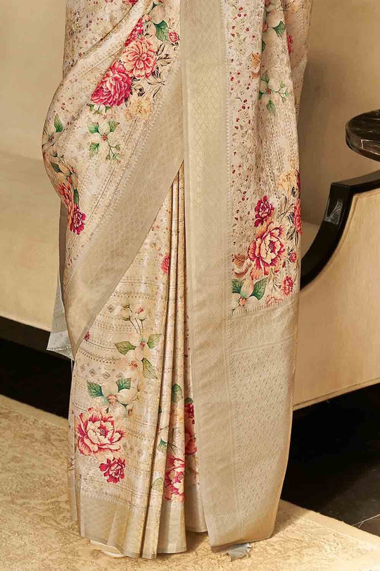 Digital Print Saree Bright Cream Digital Print Saree saree online