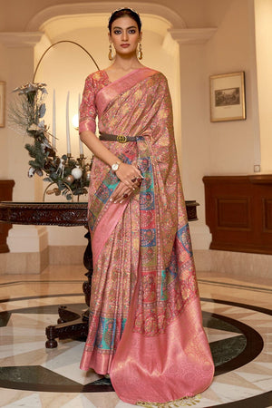 Bright Pink Digital Printed Saree