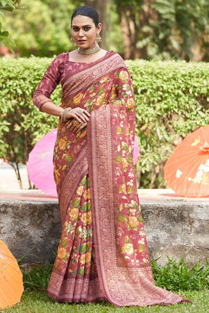 Brink Pink Digital Print Saree