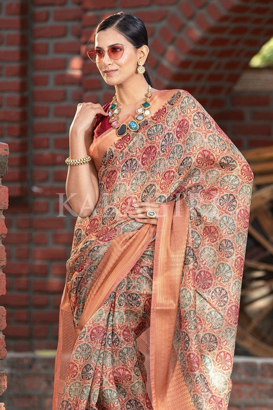 Digital Print Saree Bronze Brown Digital Print Saree saree online