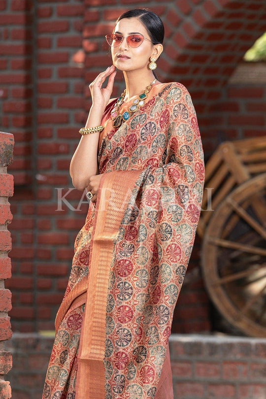 Digital Print Saree Bronze Brown Digital Print Saree saree online
