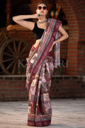 Digital Print Saree Brown Digital Printed Saree saree online