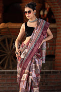 Digital Print Saree Brown Digital Printed Saree saree online