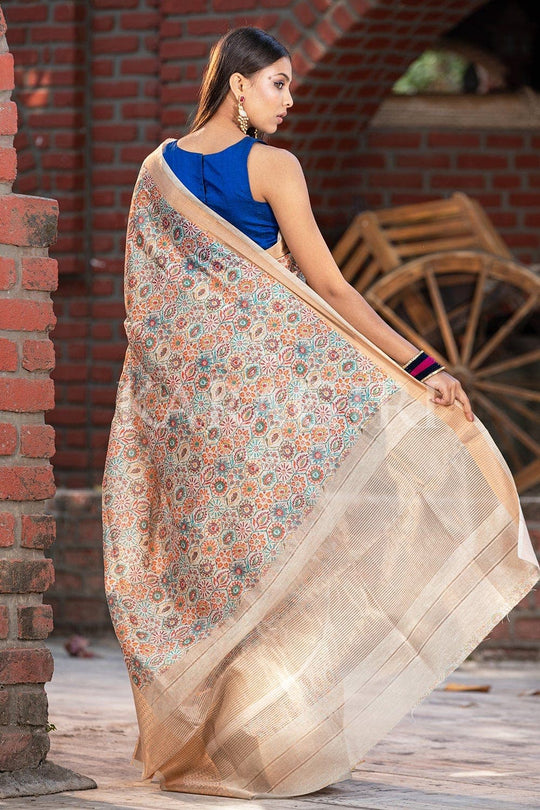 Digital Print Saree Buff Beige Digital Print Saree saree online