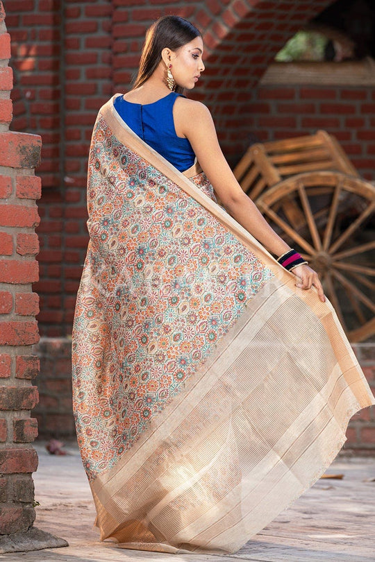 Digital Print Saree Buff Beige Digital Print Saree saree online