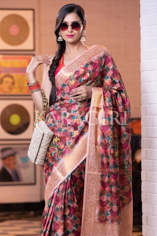 Digital Print Saree Burgundy Red Digital Print Saree saree online